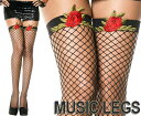 MusicLegs(ミュージックレッグ) ローズアップリケ付き ミニダイアモンドネットサイハイストッキング/タイツ ML4950 ウェディング レディース フォーマル ゴージャス 大きいサイズ エレガント 薔薇 豪華 パーティー A523