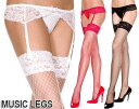 【メール便2点まで270円】2点セット MusicLegs(ミュージックレッグ)サイハイストッキング&レースガーターベルト ML7710 レーストップフィッシュ...