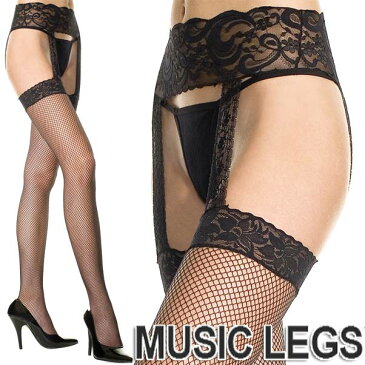 MusicLegs(ミュージックレッグ) レーストップ フィッシュネットサスペンダーストッキング/網タイツ 7900 ブラック レッド ホワイト ガーターベルト ダンス衣装 フォーマル レディース 大きいサイズ 黒 赤 白 ウェディング A532-A534 【メール便OK】