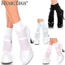 MusicLegs(ミュージックレッグス)光沢ラッフルレース付き オペークショートソックス ML514 アンクルハイソックス/クルーソックス/靴下 コスプレ ナース メイド レディース ロリータ ブラック ホワイト ベビーピンク ベビーブルー A1490-A1493