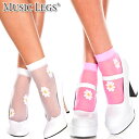 【メール便3点まで270円】MusicLegs(ミュージックレッグス)フローラルデザイン アンクレットソックス ML544 アンクルハイソックス/ショートソックス/クルーソックス/靴下 花柄 マーガレット シアーストッキング コスプレ ロリータ 原宿系 個性的 白 ピンク A1497-A1498