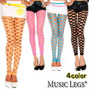 【メール便2点まで270円】MusicLegs(ミュージックレッグス) ビッグホール オペークタイツレギンス/ストッキング ML35158 穴開き 穴あき ダメージタイツ レディース ブラック ネオンカラー 蛍光色 スパッツ コスチューム コスプレ 派手 A1572-A1575