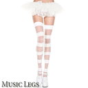 楽天ローリンキャンディー【メール便2点まで270円】MusicLegs（ミュージックレッグス） シアー×オペーク切替 ワイドボーダー ストッキング ML4232 サイハイ ホワイト 白 タイツ パンスト 縞々 ボーダー レディース 結婚式 ダンス 衣装 ダンサー フォーマル ストライプ ニーハイ オーバーニー A1596