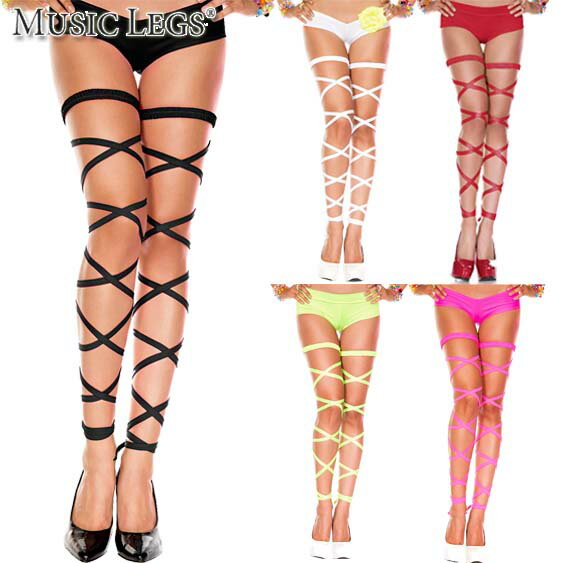 【メール便2点まで270円】MusicLegs(ミュージックレッグス) エラスティック レッグストラップ ML34004 スピンドルガーター 派手 ダンス 衣裳 衣装 ゴーゴーダンサー ポールダンス バーレスク ステージ サイバー トランス 蛍光 ネオンカラー 黒 白 赤 ピンク 緑 A1669-A1673