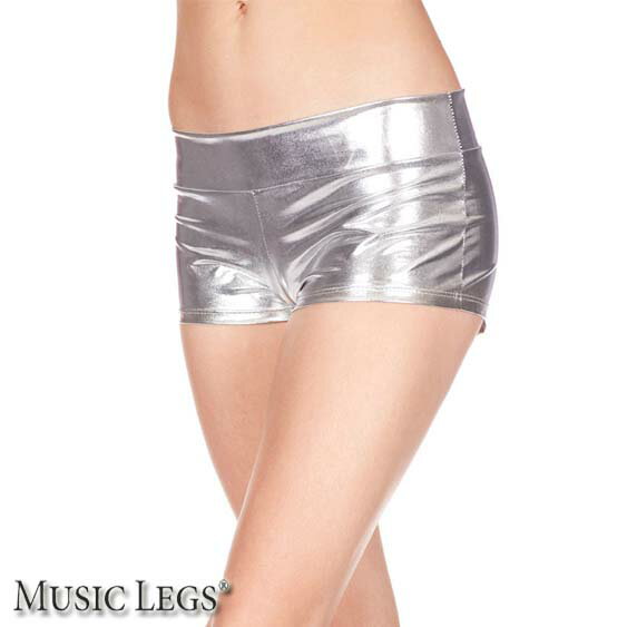 【訳アリ！】【メール便2点まで270円】MusicLegs(ミュージックレッグ) メタリック ショートパンツ ML141 シルバー ダンス 衣装 ステージ 衣装 衣裳 ハロウィン バーレスク レゲエダンサー レディース ボンテージ コスチューム コスプレ ダンス 見せパン アウトレット A1677