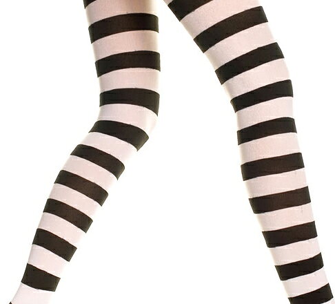 【メール便2点まで270円】MusicLegs(ミュージックレッグ) ワイドボーダータイツ ブラック×ホワイト ML7419 ストッキング 囚人 ハロウィン コスプレ 仮装 黒 白 レディース ダンス衣装 ダンサー レディース コスチューム ストライプ AA0 rollincandy-10000070 ローリンキャンディー サンプル画像2