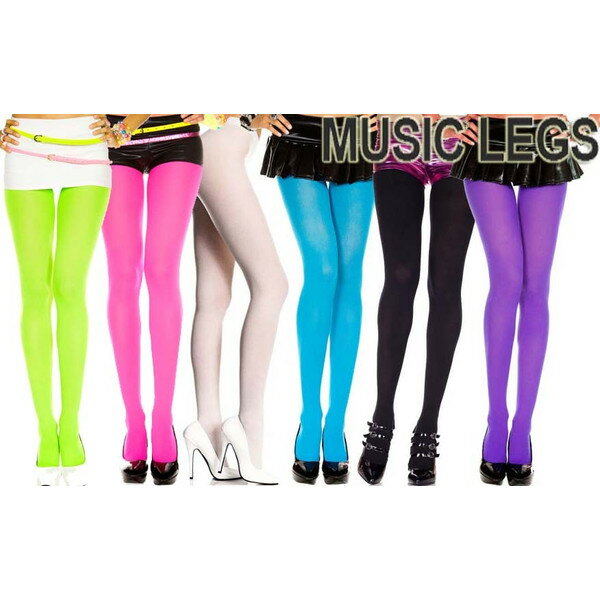 楽天ローリンキャンディー【メール便2点まで270円】MusicLegs（ミュージックレッグ） オペークタイツ/ストッキング ML747 ダンス衣装 無地 ダンサー ステージ パーティー コスプレ コスチューム 発表会 バレエ 社交ダンス 衣装 パープル ホットピンク 黒 白 ターコイズブルー ネオングリーン A5A-A9A