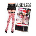 クリスマス☆サンタクロースコスチュームに♪MusicLegs(ミュージックレッグ) バックル付き サイハイボーダータイツ/ストッキング ML4776 赤 白 サンタコスチューム コスプレ レディース ニーハイ ソックス 8a7