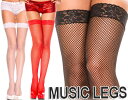 MusicLegs(ミュージックレッグ)レーストップフィッシュネットサイハイストッキング/タイツ ML4905 黒 白 赤 ブラック ホワイト レッド ダンス衣装 ダンサー フォーマル ウェディング レディース A232-A234