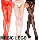 MusicLegs(ミュージックレッグス) リボンレース サスペンダーストッキング/タイツ ML933 黒 ブラック 赤 レッド 白 ホワイト パーティー ウェディング セレブ ショーガール ダンス衣装 ダンサー 7a5-7a7