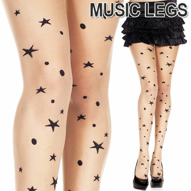 楽天ローリンキャンディーMusicLegs（ミュージックレッグス）ムーン×スター柄シアータトゥーストッキング/tattooタイツ ML7264 レディース ベージュ ダンス衣装 パンティストッキング パンスト ベージュ 星柄 月 9A3