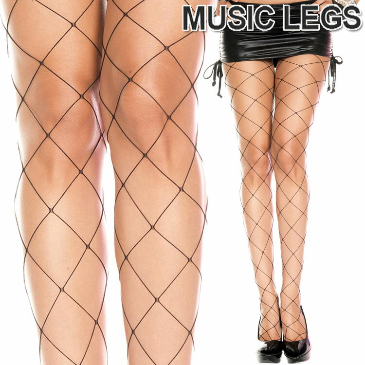 楽天ローリンキャンディー【メール便2点まで270円】MusicLegs（ミュージックレッグス）ビッグダイアモンドネットパンティストッキング/タイツ ML9032 黒 ブラック レディース パンスト ダンス衣装 ダンサー パーティー A843