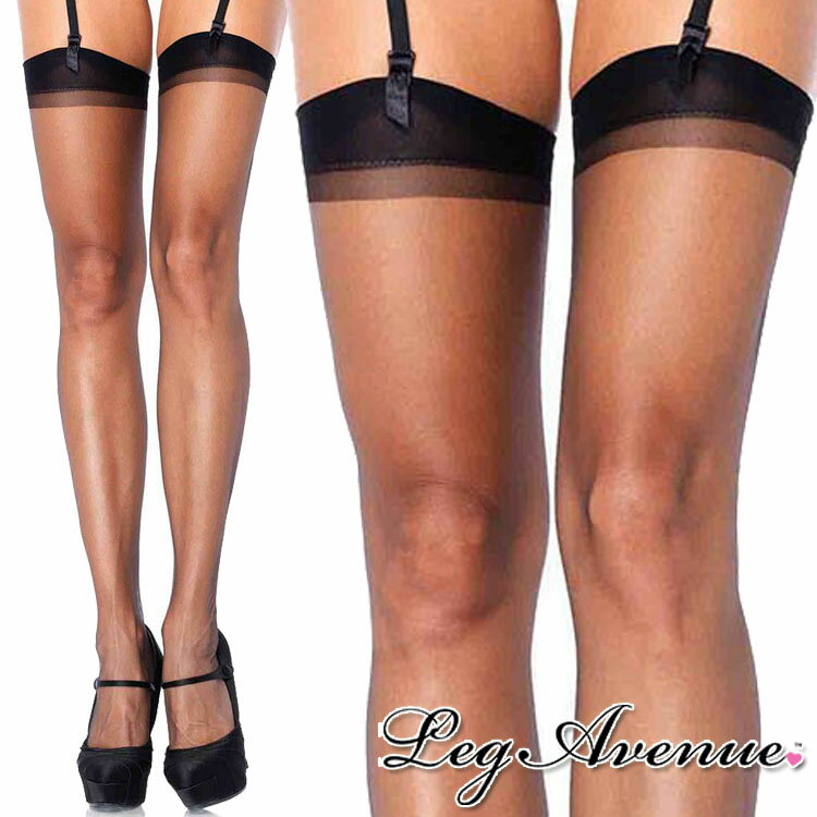 【メール便3点まで270円】Leg Avenue(レッグアベニュー)極薄シアーサイハイストッキング/タイツ LA1059 ブラック 黒 ニーハイ レディース オーバーニー パンスト パーティー フォーマル 発表会 A855