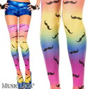 MusicLegs(ミュージックレッグ) 口髭×レインボーサイハイタイツ/ストッキング ML4713 カラフル 派手 ダンス ダンサー 衣装 発表会 パーティー レディース ダンス衣装 カラーラン ステージ衣装 コスプレ ハロウィン コスチューム 05a