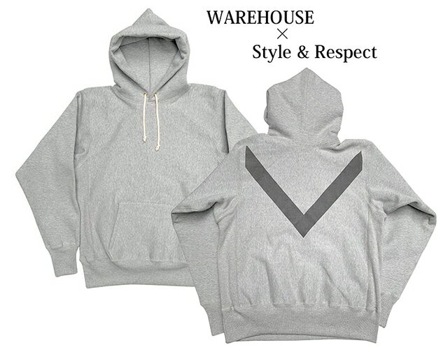 楽天ローリングストーン【当店別注】Style & Respect × WAREHOUSE　スタイル＆リスペクト×ウエアハウス　 USAFA スウェットパーカー　前ロゴ無し/背中V リフレクター　杢グレー　リバースウィーブタイプ　日本製