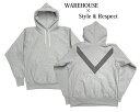 【当店別注】Style Respect × WAREHOUSE スタイル＆リスペクト×ウエアハウス USAFA スウェットパーカー 前ロゴ無し/背中V リフレクター 杢グレー リバースウィーブタイプ 日本製