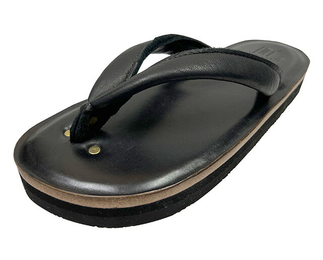 【当店別注】LIGHT MARKER Foot wear ライトマーカー SOLID BEACH SANDAL レザー ビーチ サンダル BLACK Mサイズ 25～26cm Lサイズ 26〜27cm LLサイズ 27〜28cm ハンドメイド トングサンダル …