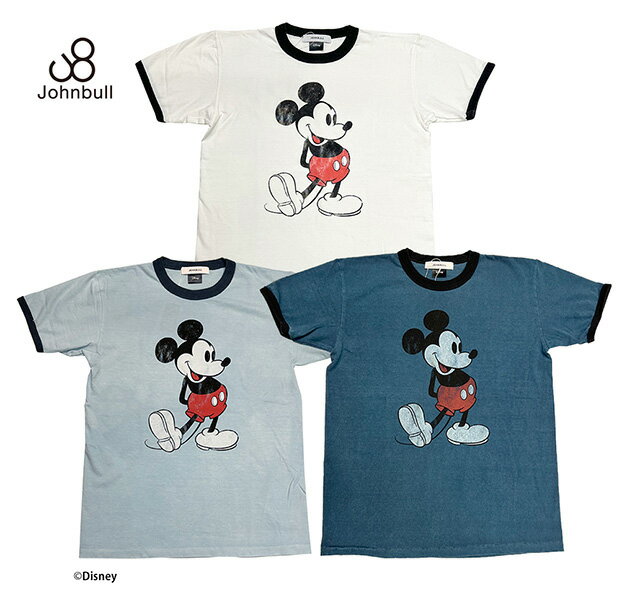 Johnbull ジョンブル　MICKEY MOUSE TEE　ミッキーマウス　リンガー Tシャツ　　3色（WHITE/BLUE/NAVY）　半袖　JT253C07