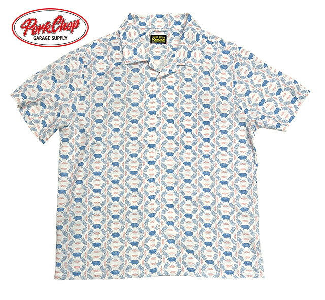 PORKCHOP GARAGE SUPPLY ポークチョップ ガレージサプライ　PORK AOP SHIRT　ポーク シャツ　半袖　WHI..