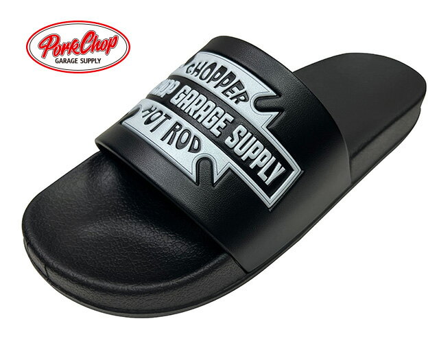 PORKCHOP GARAGE SUPPLY ポークチョップ ガレージサプライ　BAR & SHIELD SANDALS バー＆シールド サンダル　BLACK ブラック　FREE(約28cm)　シャワーサンダル