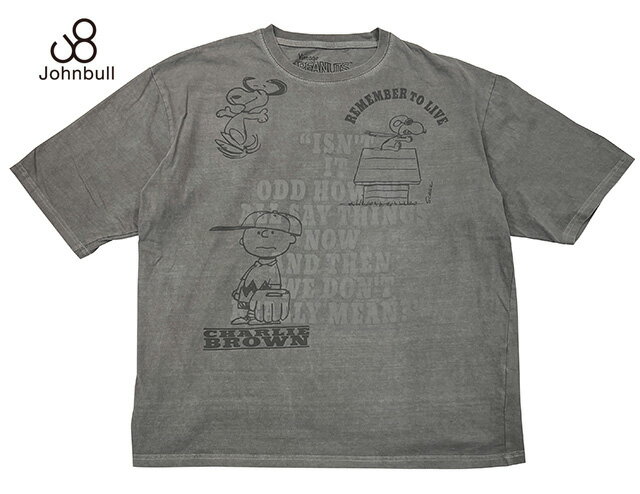 Johnbull ジョンブル　LIMITED PEANUTS COLLAGE　リミテッド スヌーピー コラージュ　Tシャツ　GARMENT DYE　032：チャコールグレー　半袖