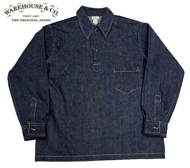 乐天商城 - WAREHOUSE ウエアハウス　Lot 3063 1930's WPA ONE POCKET PULLOVER SHIRTS　1930年　ワンポケット　プルオーバー　シャツ　INDIGO インディゴ