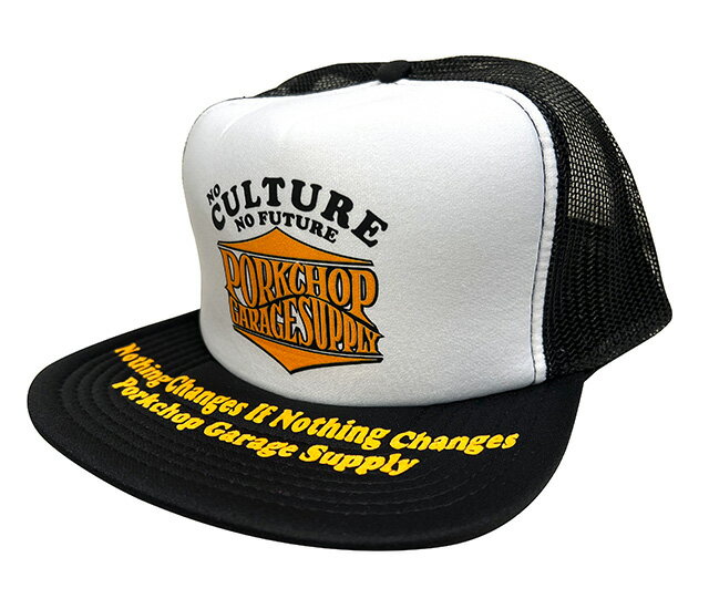 PORKCHOP GARAGE SUPPLY ポークチョップ ガレージ サプライ　WAVE LOGO MESH CAP　ウェーブロゴ　メッシュ キャップ　2色(BLACK/WH×BK)　メッシュキャップ　帽子　2025FW