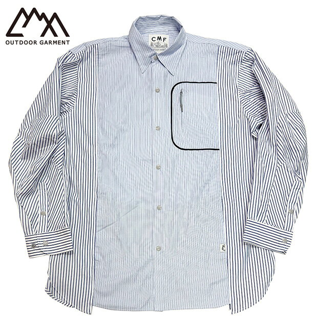 CMF OUTDOOR GARMENT コムフィ アウトドア ガーメント　ATTACHED SHIRTS アタッチド シャツ　SAX　長袖シャツ　ストライプ　C...
