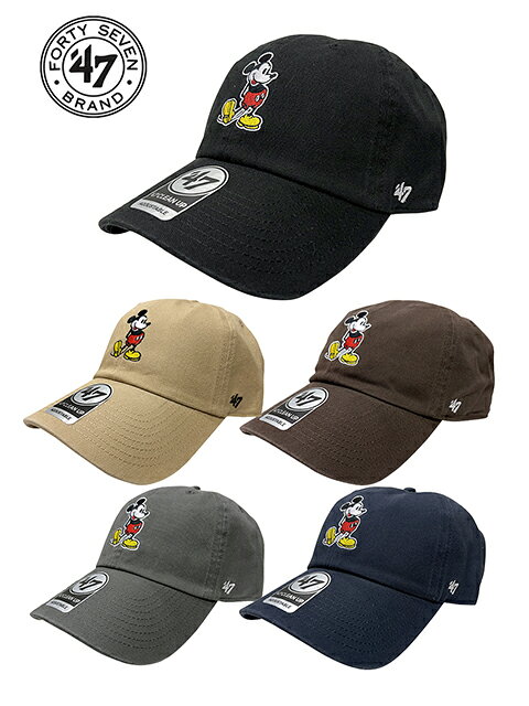 Rakuten - '47 フォーティーセブン　CLEAN UP クリーンアップ　-DISNEY MODEL-　5色(BLACK/KHAKI(BEIGE)/BROWN/CHARCOAL/NAVY)　Free(55cm～61cm)　CAP キャップ　帽子　定番キャップ　ディズニー　ミッキー