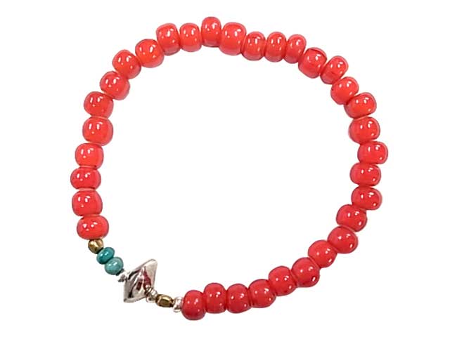 Sunku　サンク　White Heart Beads Bracelet ホワイト ハート ビーズ ブレスレット　アンティークビーズ