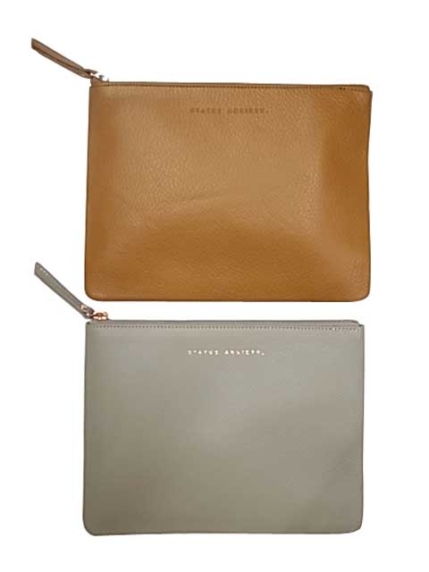 【SALE】 STATUS ANXIETY　ステータスアングザエティー　FAKE IT CLUTCH クラッチ バッグ　牛革　2色(TAN/LIGHT GRAY)