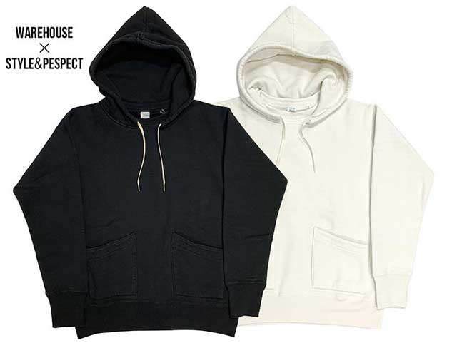 【SALE】 【当店別注】WAREHOUSE ウエアハウス × STYLE RESPECT スタイル リスペクト 後付けパーカー 2ND-HAND 2色（BLACK/WHITE）日本製