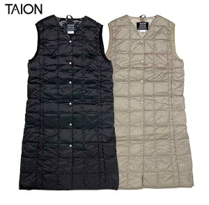 TAION 体温/タイオン　WOMEN V NECK LONG DOWN VEST　Vネックロングダウンベスト　2色（BLACK/KHAKI）LADYS レディース　2023年モデル