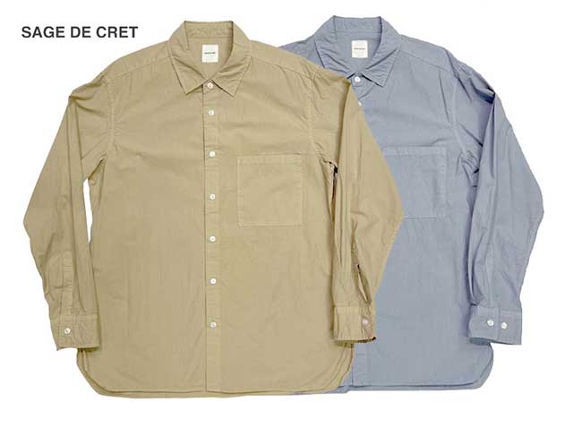 【SALE 50%OFF】SAGE DE CRET サージュデクレ　SHIRTS シャツ　2色（64.ベージュ/35.サックス）　made in japan