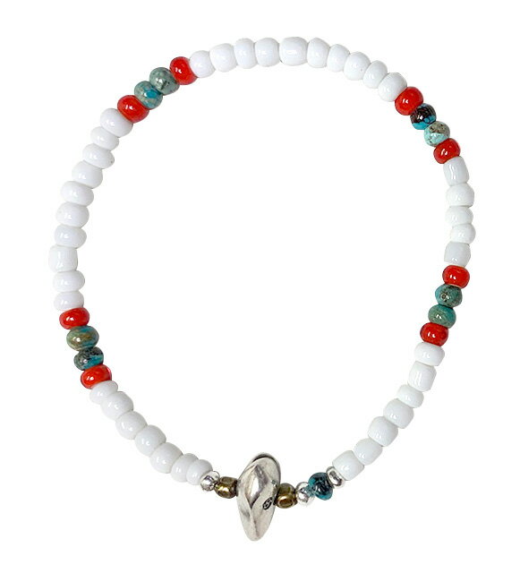 Sunku サンク Antique Beads Mix 1連 Bracelet アンティークビーズ ミックス ブレスレット ホワイトハート
