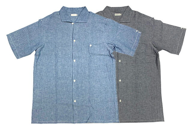 【SALE】 WAREHOUSE ウエアハウス Lot 3091 S/S OPEN COLLAR SHIRTS シャンブレー ショートスリーブ オープンカラー シャツ 2色(BLUE/NAVY) NON WASH ノンウォッシュ リジッド