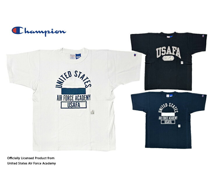 乐天商城 - Champion チャンピオン　リバースウィーブ ショートスリーブ Tシャツ　半袖　3色(010:ホワイト/090:ブラック/370:ネイビー) 　USAFA　フロッキープリント　ラバープリント　C3-D306　2026SS