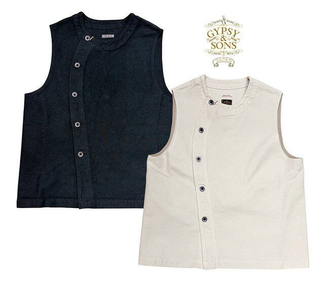 乐天商城 - GYPSY&SONS ジプシー＆サンズ　SULFER/D MC waist coat　ウエスト コート ベスト　2色(BLACK/BEIGE)　日本製