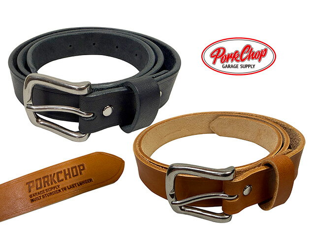 乐天商城 - PORKCHOP GARAGE SUPPLY ポークチョップガレージサプライ LEATHER BELT 01　レザーベルト　2色（BLACK/CAMEL）