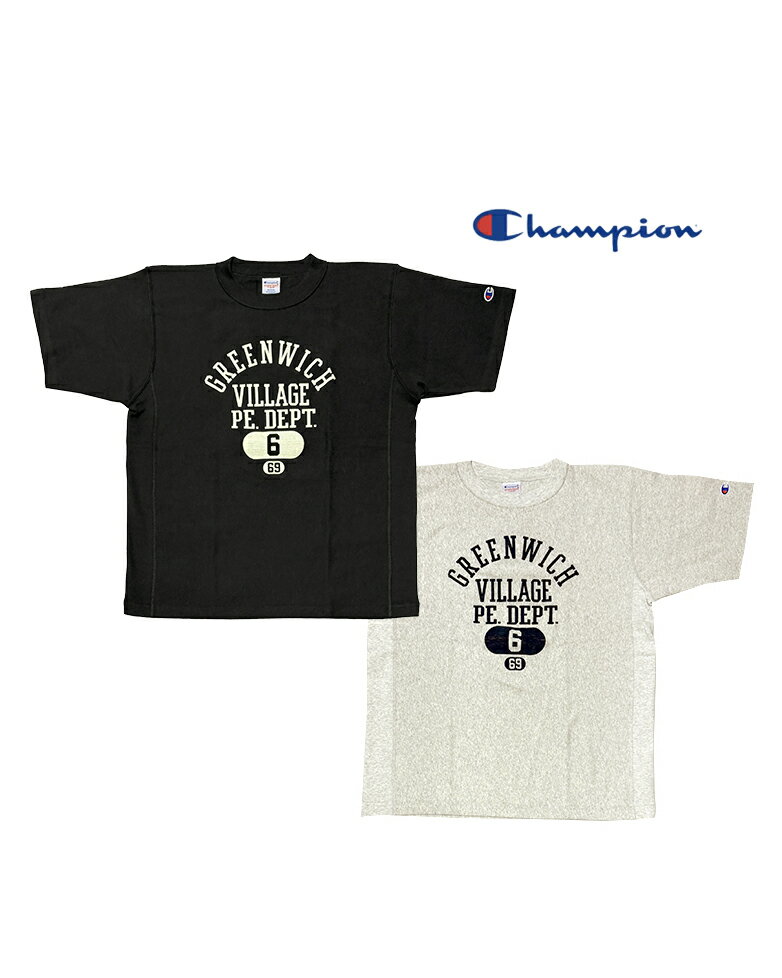 Rakuten - Champion チャンピオン　リバースウィーブ ショートスリーブ Tシャツ　半袖　2色(090:ブラック/810:オートミール) 　フロッキープリント　C3-D304　2026SS