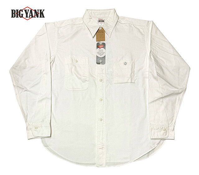 BIG YANK ビッグヤンク Y1943 L/W HBT SHIRT ヘリンボーン シャツ WHITE ホワイト ガチャポケ Made in JAPAN 日本製 MEN'S メンズ