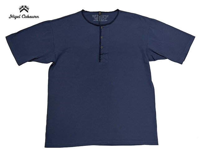 Rakuten - Nigel Cabourn ナイジェル・ケーボン 50's HENLEY NECK SHIRT　ヘンリーネックシャツ　3-204:NAVY ネイビー　半袖 Tシャツ　日本製