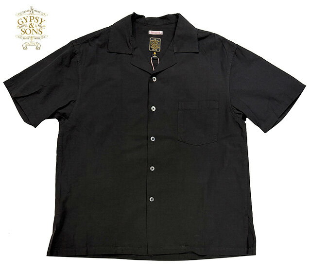 乐天商城 - GYPSY&SONS ジプシー＆サンズ　D/L S.S. OPEN SHIRTS　オープン シャツ　19:BLACK　日本製