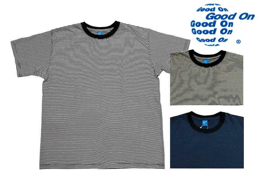Rakuten - Good On グッドオン　MINI STRIPE SS CREW TEE　ミニストライプ 半袖 クルー Tシャツ　3色（W-WHITE/LEMON/DEEP LAGOON）