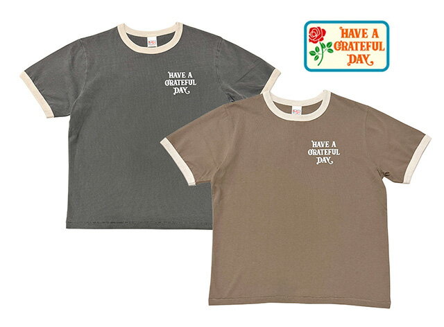 乐天商城 - HAVE A GRATEFUL DAY ハブ ア グレイトフル デイ　RINGER TEE　リンガー Tシャツ　2色（BLACK/CHOCOLATE）　半袖　GOWEST　GOHEMP　2026SS