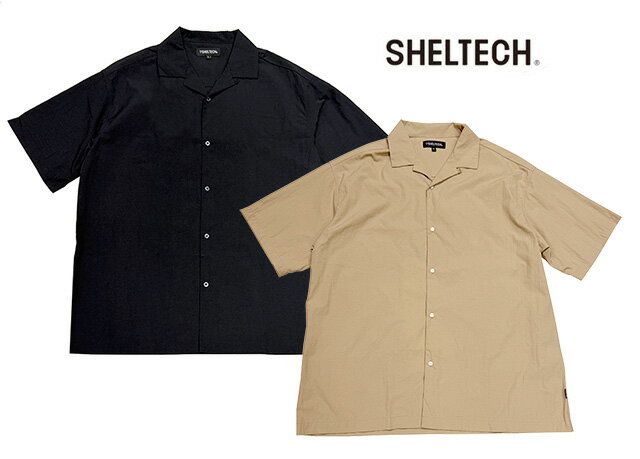 乐天商城 - SHELTECH シェルテック　Open Collar Shirt オープンカラーシャツ　遮熱　接触冷感　紫外線防止　軽量　吸水速乾　2色(BLACK/BEIGE)　2026SS