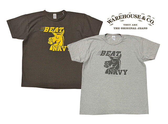 WAREHOUSE ウエアハウス Lot.4064 BEAT NAVY ビート ネイビー Tシャツ 半袖 2色（HEATHER GREY/CHARCOAL） 日本製