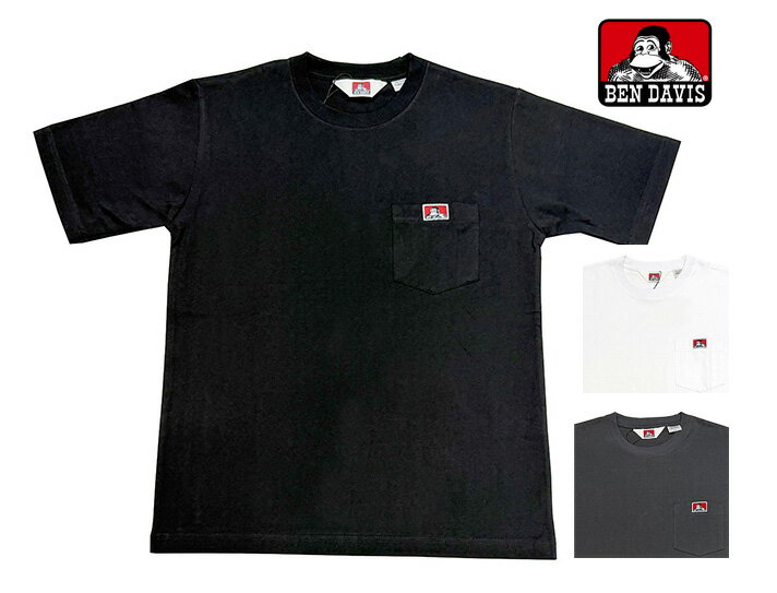 Rakuten - BEN DAVIS ベンデイビス　C-26580000　Pocket Tee ポケット Tシャツ　3色(BLACK/CHARCOAL/WHITE)　半袖　ポケT　Men's メンズ