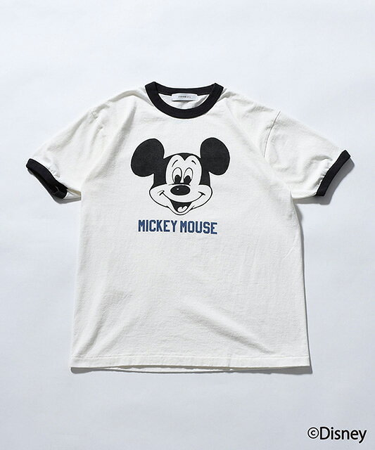 Johnbull ジョンブル　MICKEY MOUSE ／ RINGER Tシャツ　4色（BLACK/WHITE/BLUE/BR...