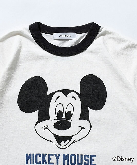 Johnbull ジョンブル　MICKEY MOUSE ／ RINGER Tシャツ　4色（BLACK/WHITE/BLUE/BR...